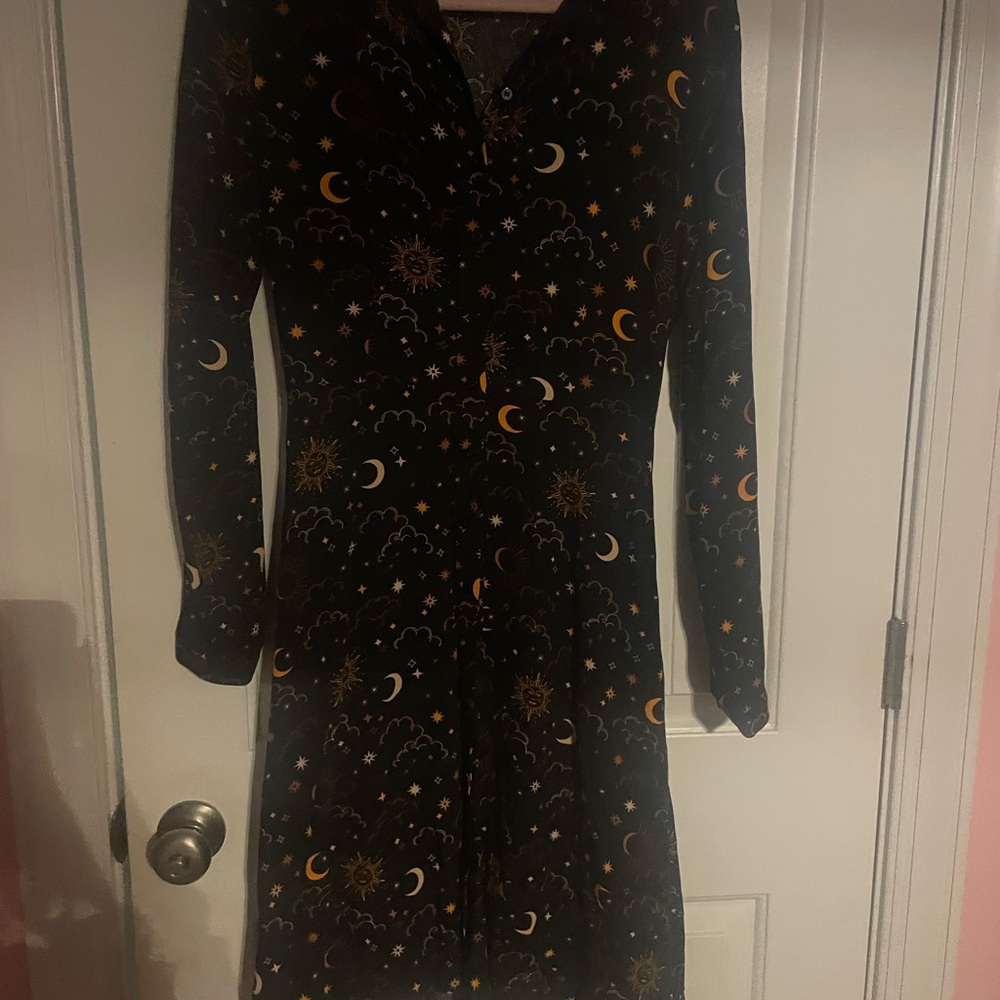 Celestial Print Black Dress